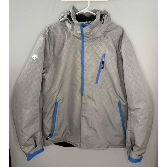 Descente Full Zip Insulated Hooded Ski Jacket Coat Parka Gray/Blue Men's Medium - Picture 2 of 13